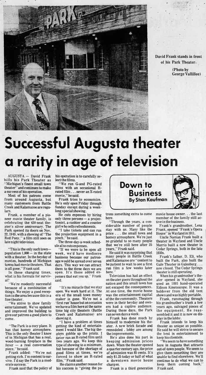Wayland Theatre (Regent Theatre) - Battle Creek Enquirer Nov 24 1974
